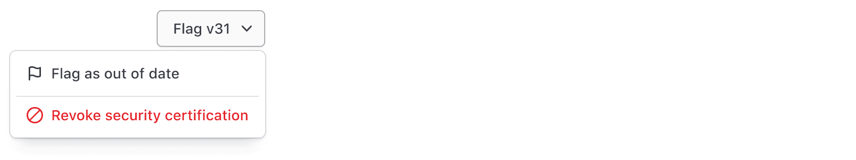 Example of a Dropdown with enhanced accessibility, including adding an icon and placing as the last item in the list